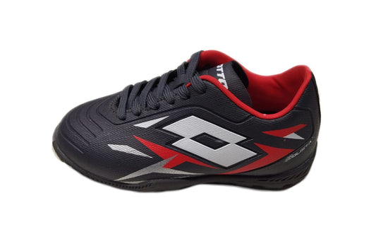 Lotto SOLISTA 700 VI TF JR ASPHALT/ALL WHITE/FLAME RED scarpe calcetto bambini/ragazzi grigio antracite 218137-6VS