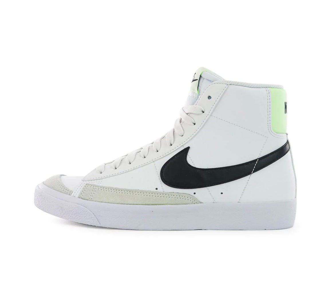 Nike Blazer Mid '77 WHITE/BLACK-BARELY VOLT scarpe basket pelle bianco/nero DA4086-109