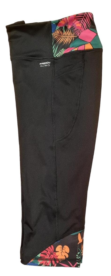 SF8HS410-NTROP4 FRE PANTALONE CORSARO BLACK-TROPICAL ALLOVER