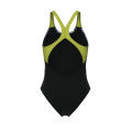 006688-560 ARE WOMEN'S ARENA WAVES BREAKING SWIMSUIT V BLACK MULTI-BLACK-SOFT GRE