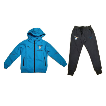 Mizuno Full Zip Hoodie + Pant Lazio Jr tuta zip cappuccio bambini/ragazzi turchese/nero 32EC2U7029