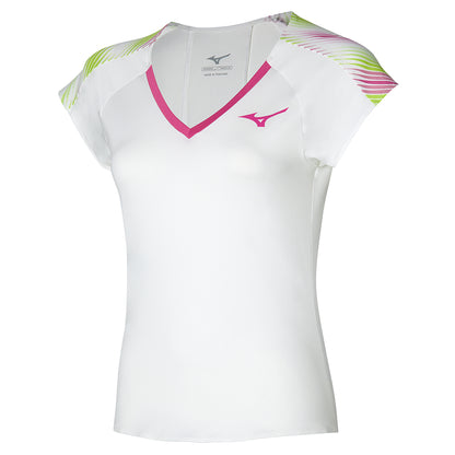 MIZUNO TENNIS PRINTED TEE W WHITE/FUCHSIA 62GAA20198