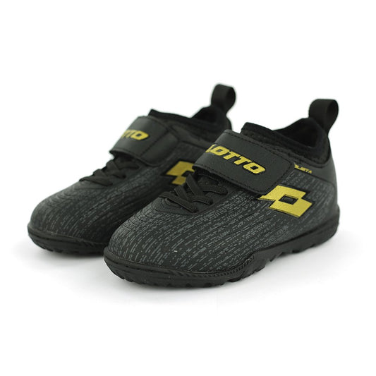Lotto SOLISTA 700 IV TF CL SL all black/light platino scarpe calcetto velcro bambino nero/oro 214657-1UQ