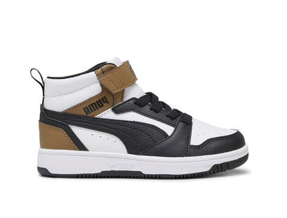 393832-08 Puma Rebound V6 Mid AC+ PS White- Black-Chocolate Chip