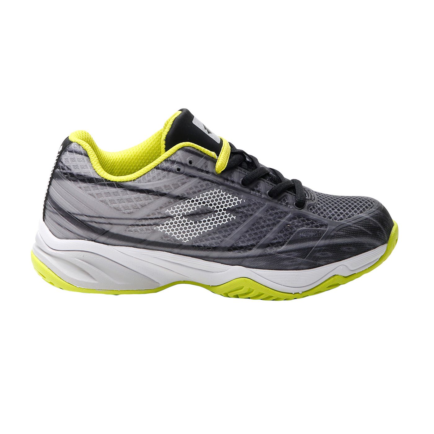 Lotto MIRAGE 300 ALR JR ALL BLACK/ALL WHITE/ACACIA GREEN scarpe tennis bambini/ragazzi nero/giallo fluo 210746-6W5