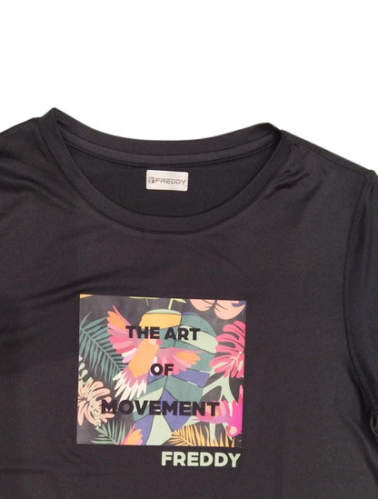 S4WSFT2-NTROP4 FRE T-SHIRT MANICA CORTA BLACK-TROPICAL ALLOVER