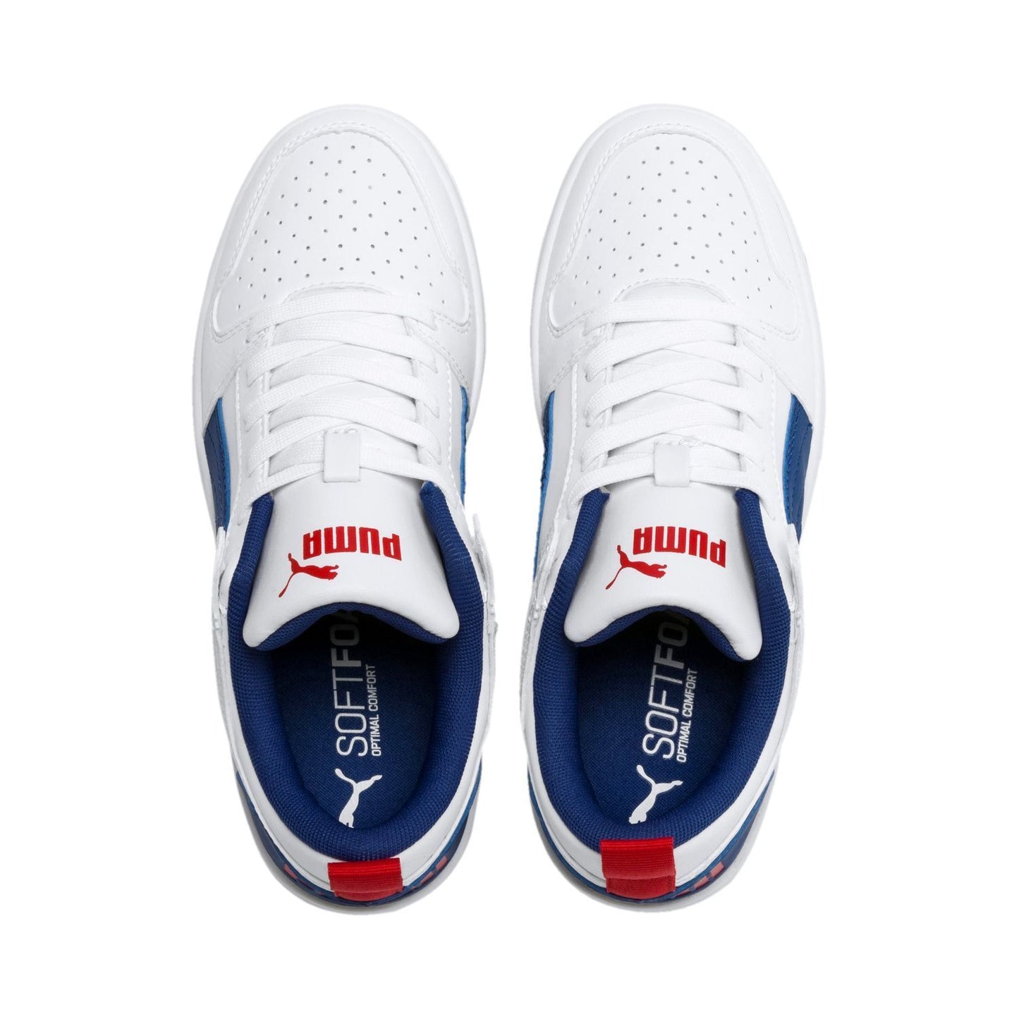 370490-21 Puma Rebound Layup Lo SL Jr White-Racing Blue-Persian Blue-Parakeet Green