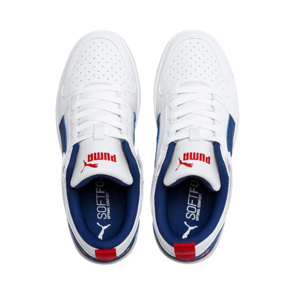 370490-21 Puma Rebound Layup Lo SL Jr White-Racing Blue-Persian Blue-Parakeet Green