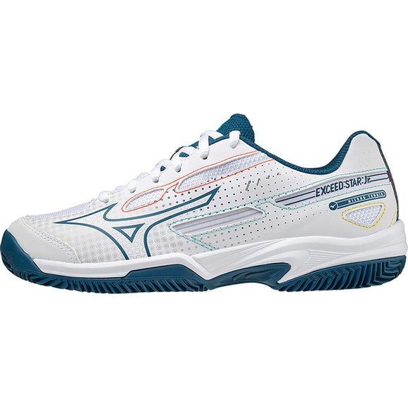 Mizuno EXCEED STAR JR CC scarpe tennis padel clay court bambini ragazzi unisex bianco/azzurro petrolio 61GC225530