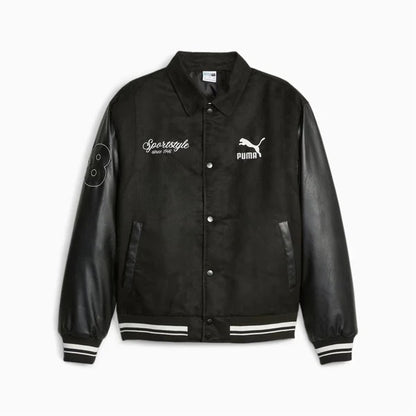 621788-01 PUMA TEAM Varsity Jacket Black