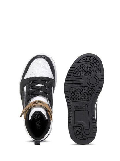 393832-08 Puma Rebound V6 Mid AC+ PS White- Black-Chocolate Chip