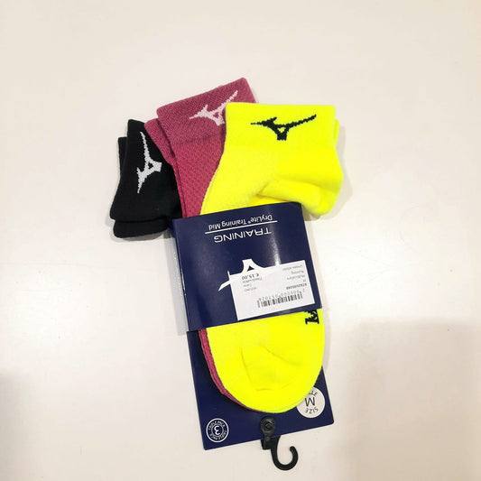 Mizuno TRAINING MID socks calzini training running multisport 3PK giallo fluo/viola/nero 67XUU95088