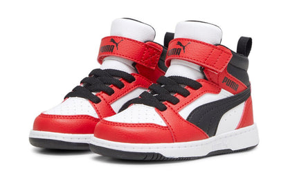 396542-03 Puma Rebound V6 Mid AC+ Inf White- Black-For All Time Red
